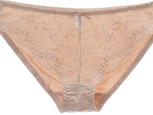 Matching nude lace panty with floral pattern
